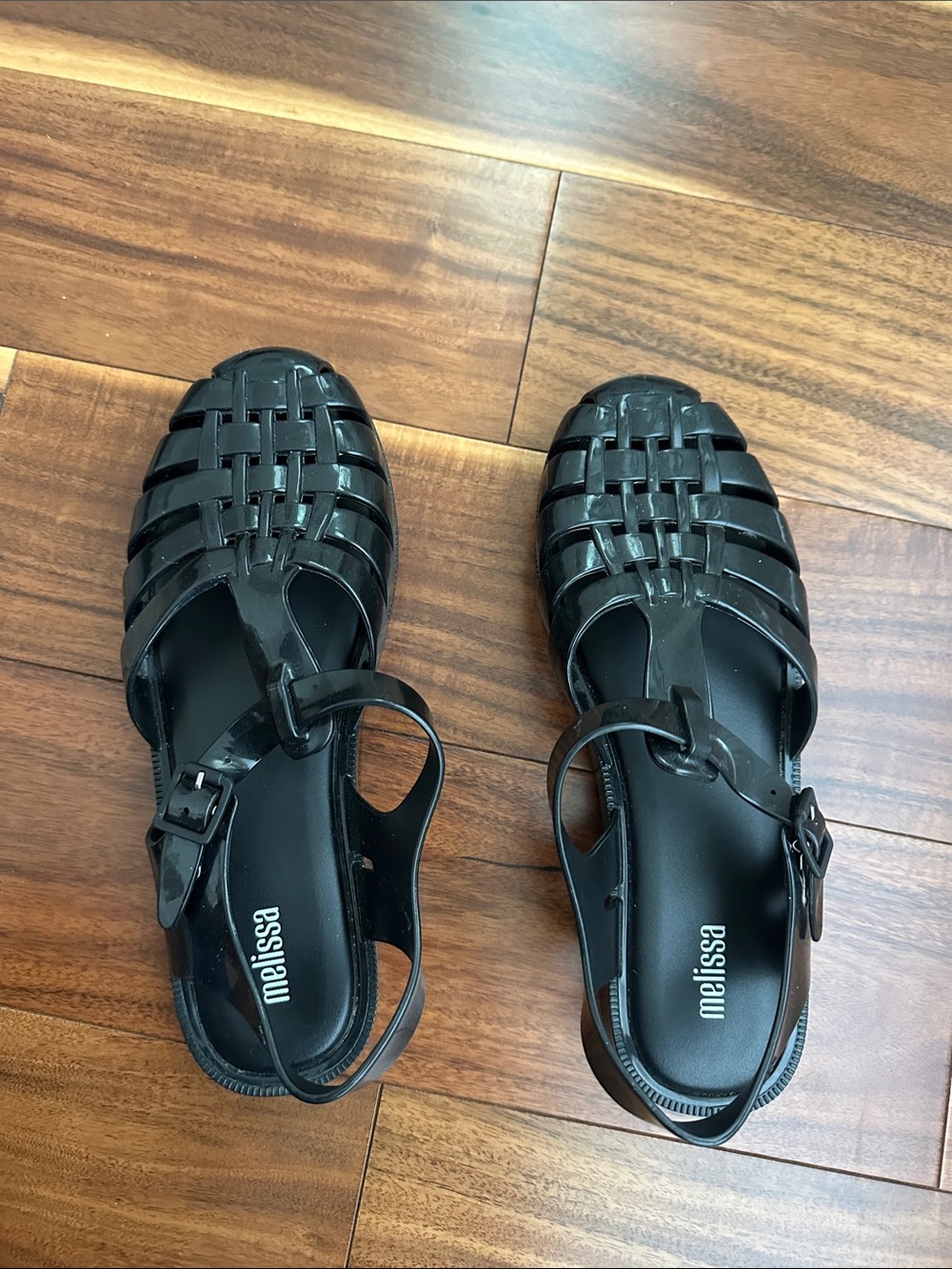 MELISSA LADIES BLACK FISHERMAN GLOSS JELLY SANDALS SIZE 8 - Picture 3 of 8